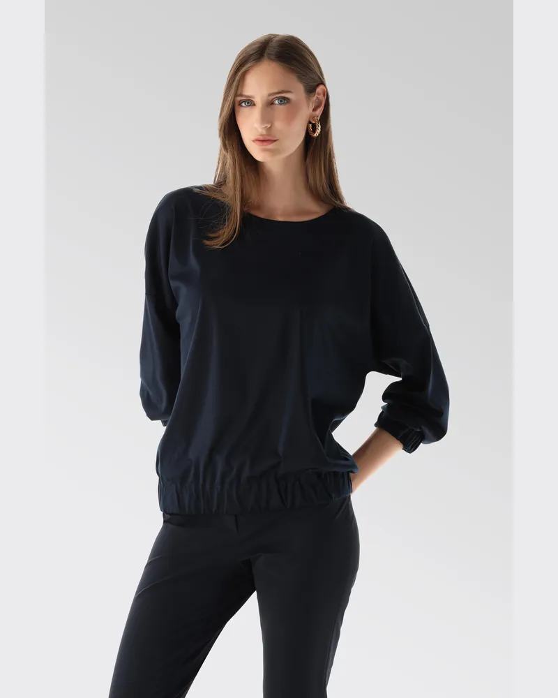 van Laack Jerseybluse aus Schweizer Baumwolle Blau