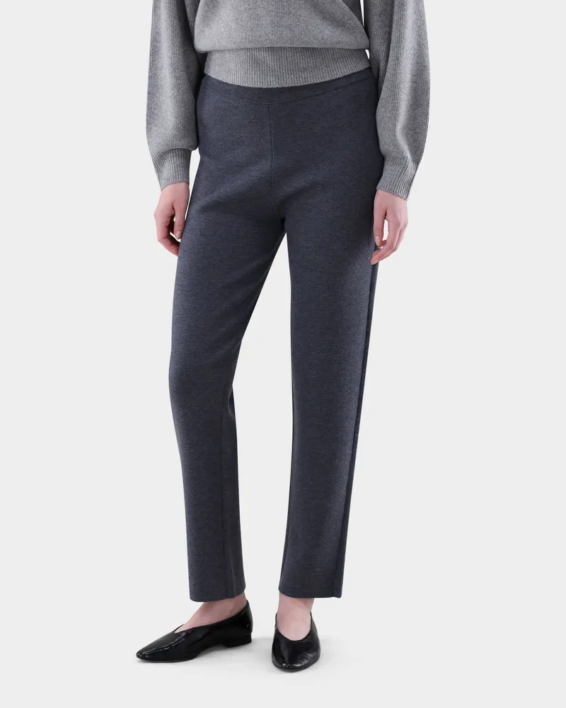 van Laack Strickhose mit schmalem Bein Grau