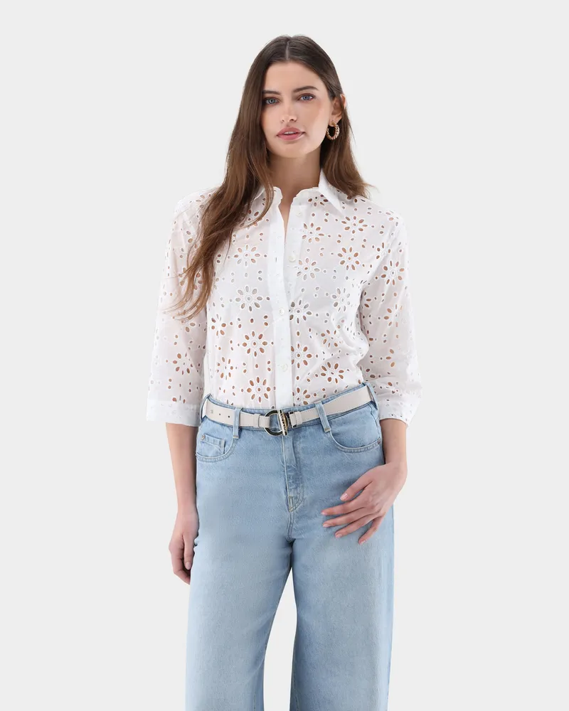 van Laack Hemdbluse aus Spitze Weiß