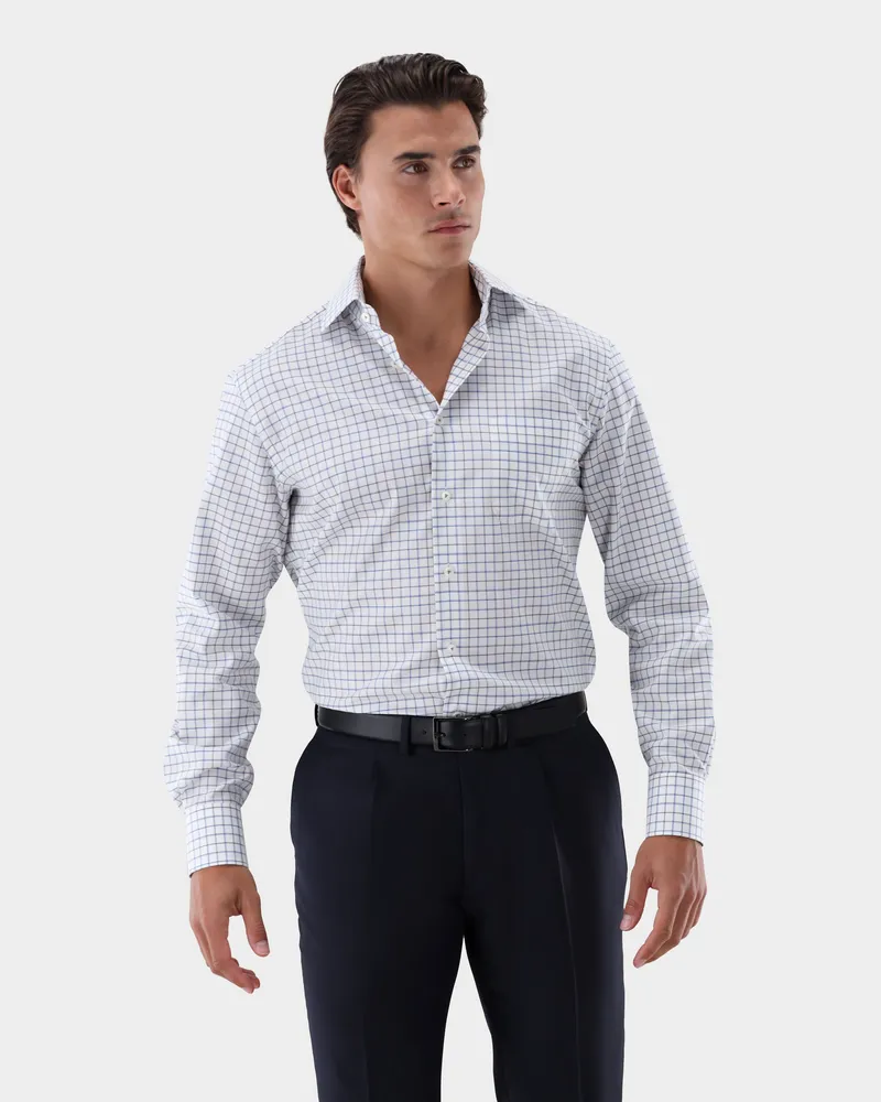 van Laack Businesshemd kariert Comfort Fit Weiß