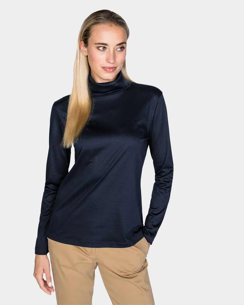 van Laack Jersey Rollkragenpullover Blau