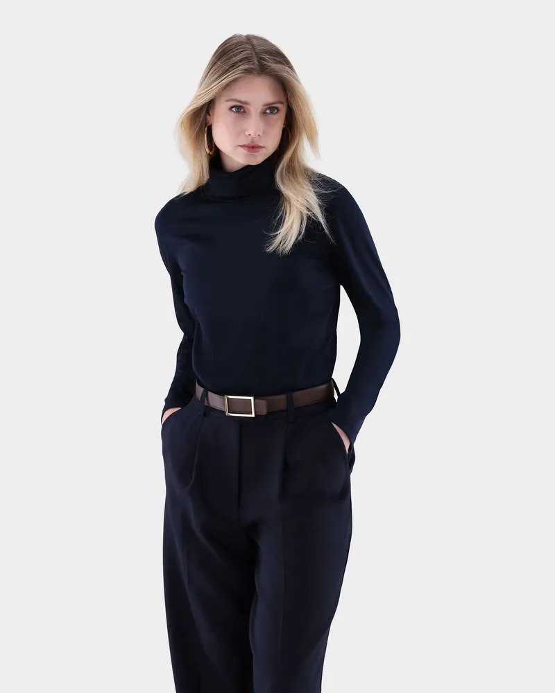 van Laack Rollkragenpullover aus Schweizer Baumwolljersey Blau