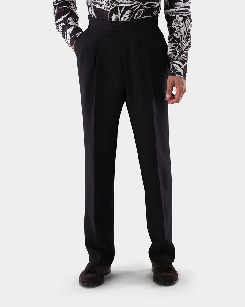 van Laack Hose aus Wolle und Leinen mit hohem Bund und Wide Leg Beige