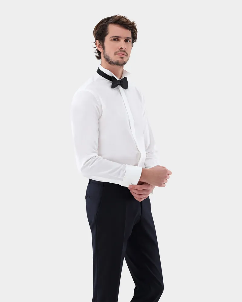 van Laack Smokinghemd mit Kläppchenkragen Slim Fit Cremefarben