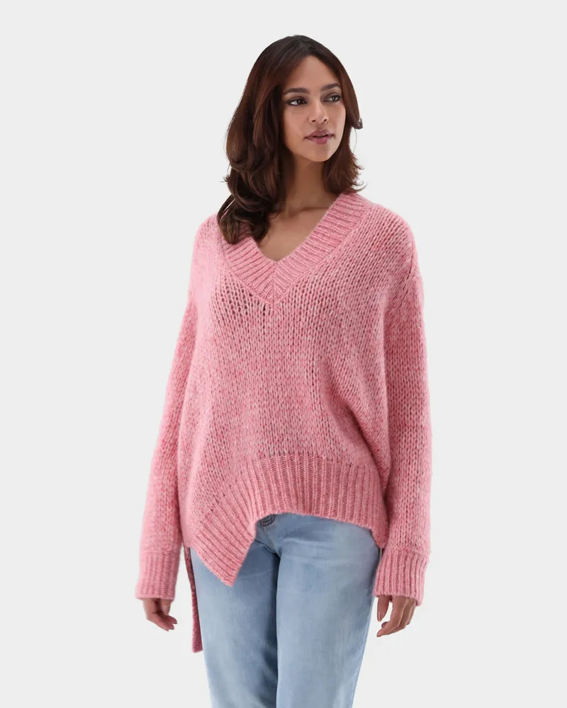 van Laack Leichter Oversize Pullover mit V-Aussschnitt Rot