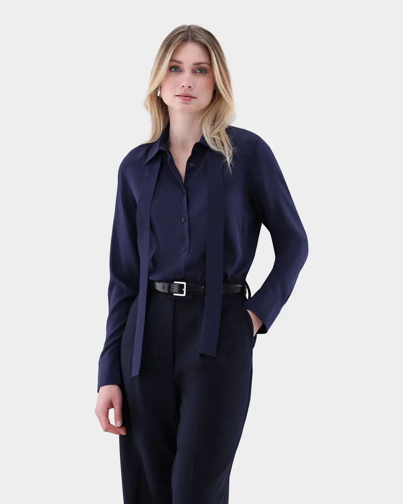 van Laack Hemdbluse aus Seide Blau