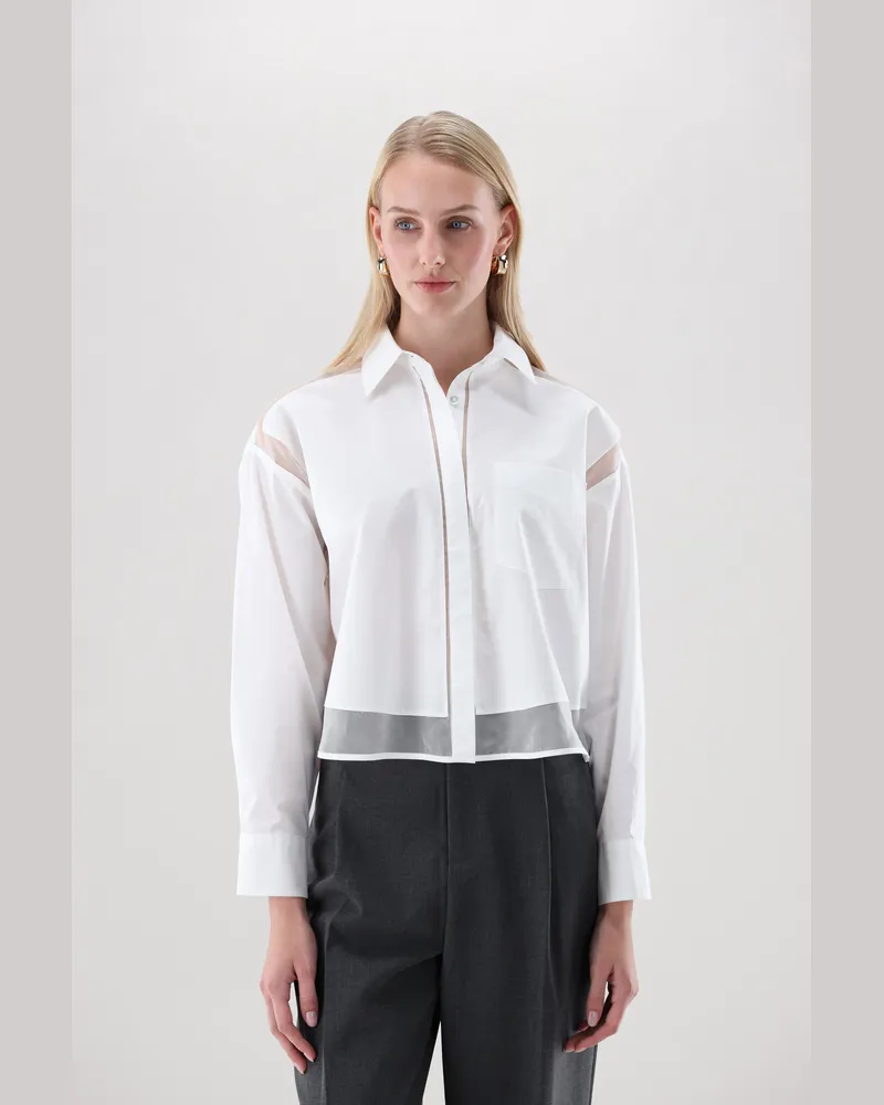 van Laack Hemdbluse mit Seiden-Organza Details Weiß