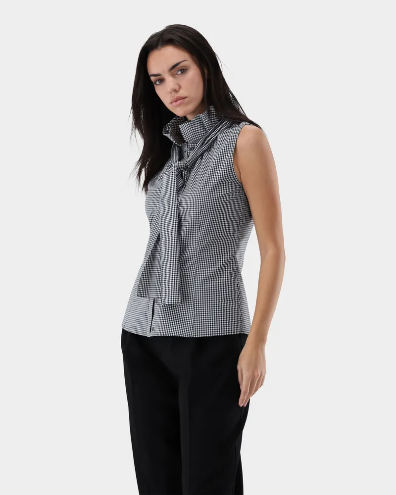 van Laack Ärmellose Bluse mit Rüschen und Schluppe Grau