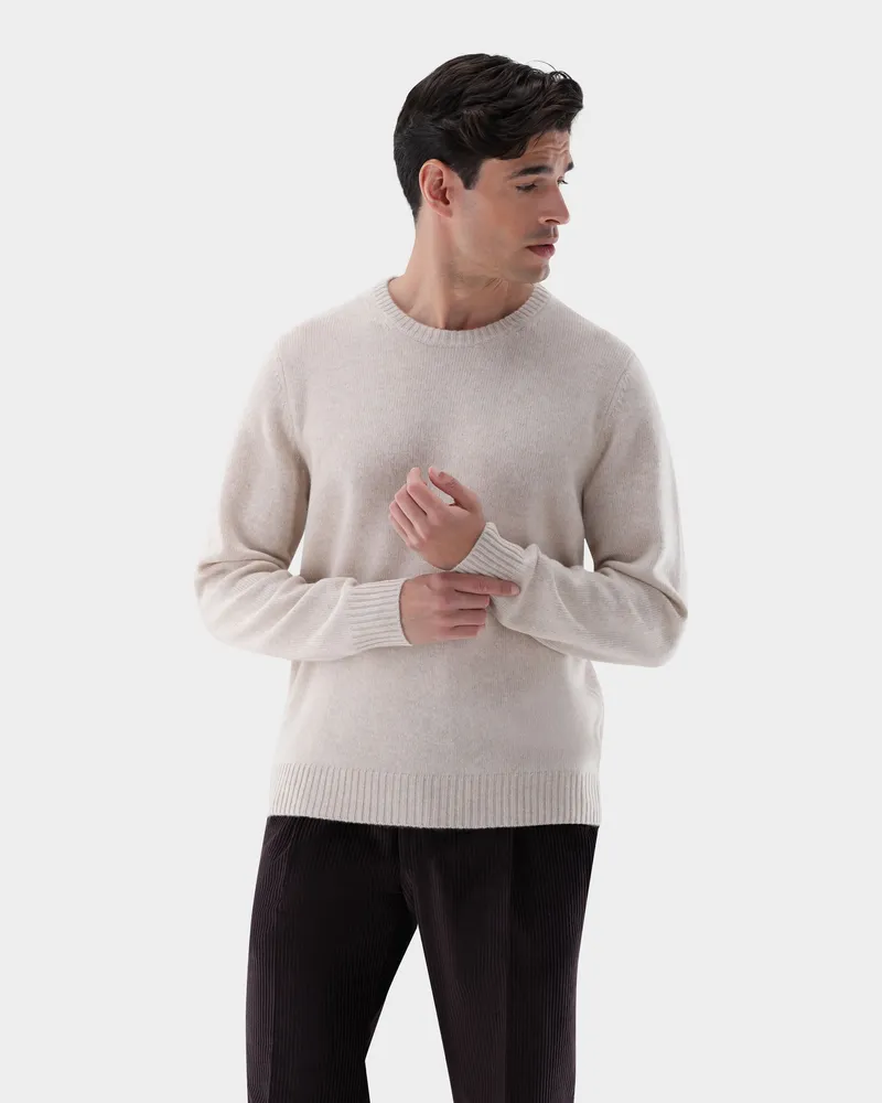 van Laack Rundhalspullover aus Kaschmir Cremefarben