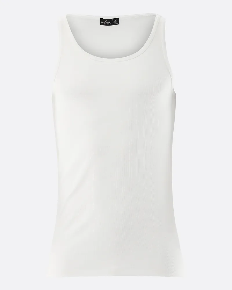 van Laack Geripptes Tanktop aus Swiss Cotton Weiß