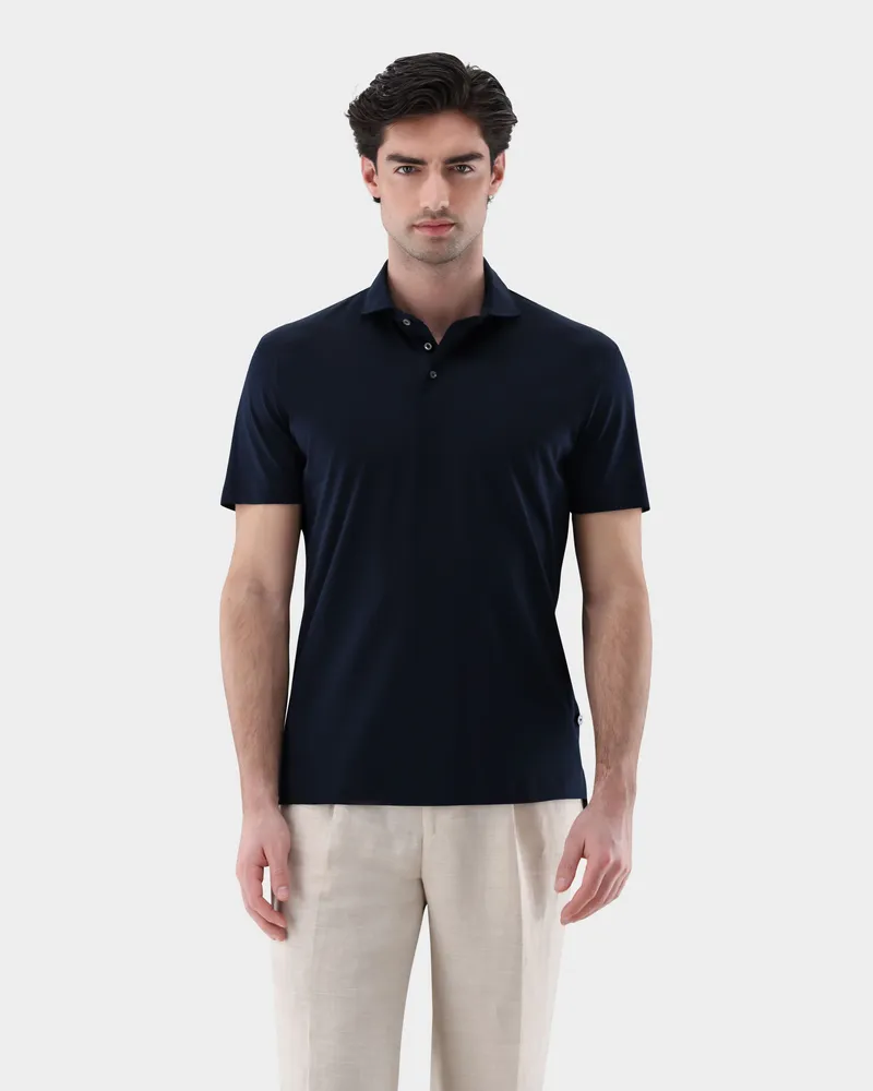 van Laack Poloshirt aus Schweizer Baumwolle Blau
