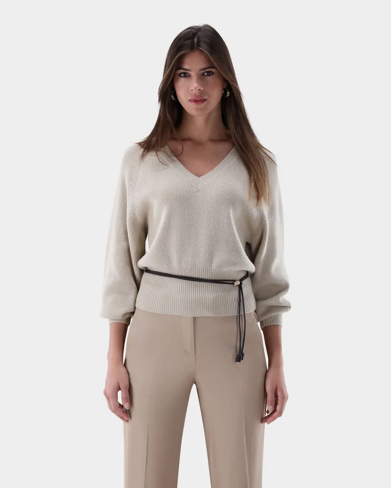 van Laack Pullover tailliert mit V-Ausschnitt Grün