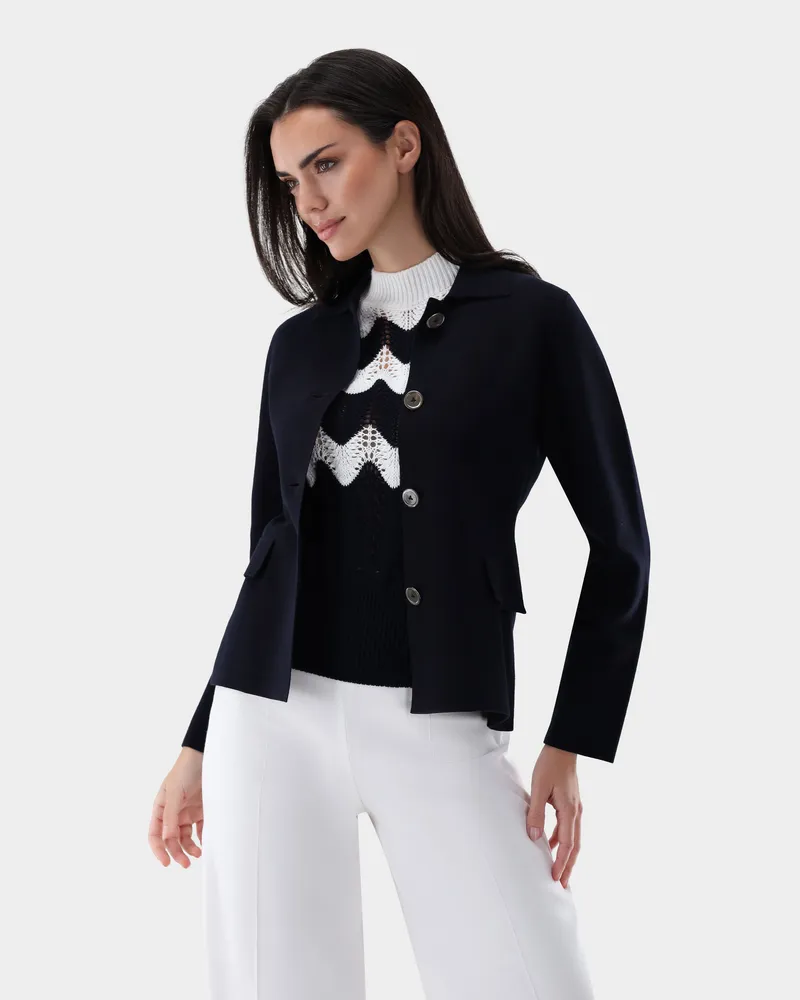 van Laack Blazer gestrickt aus Air Cotton Blau