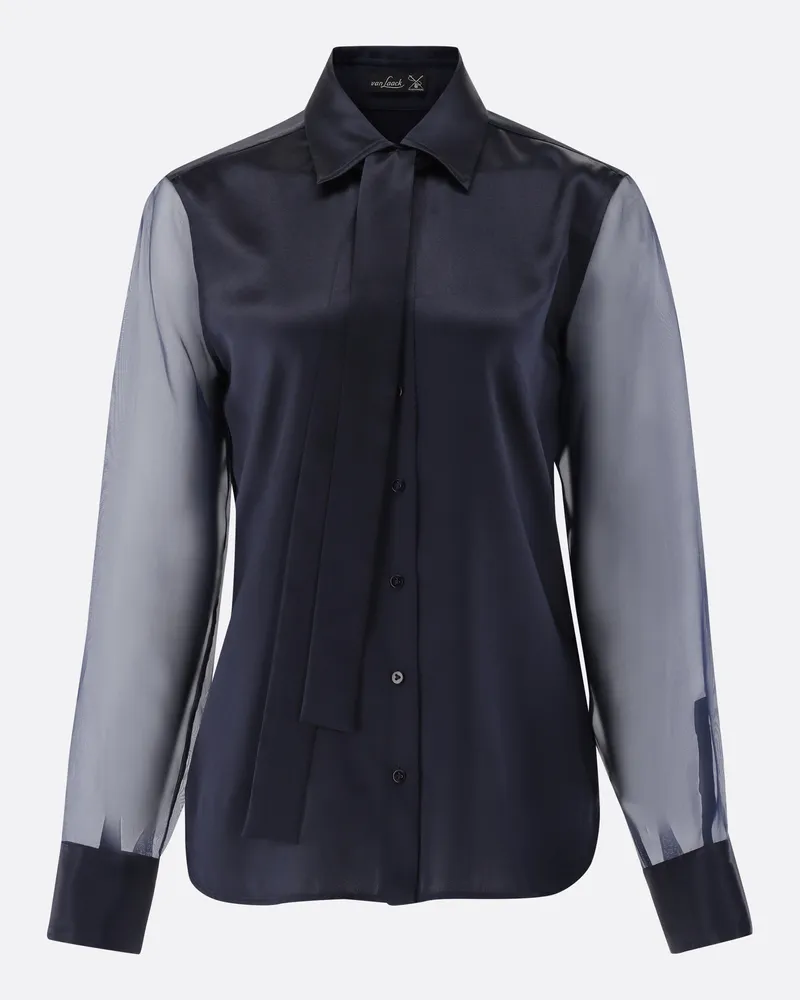 van Laack Seidenbluse mit Organza Ärmeln Blau