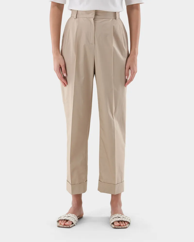 van Laack Bundfaltenhose mit geradem Bein Beige
