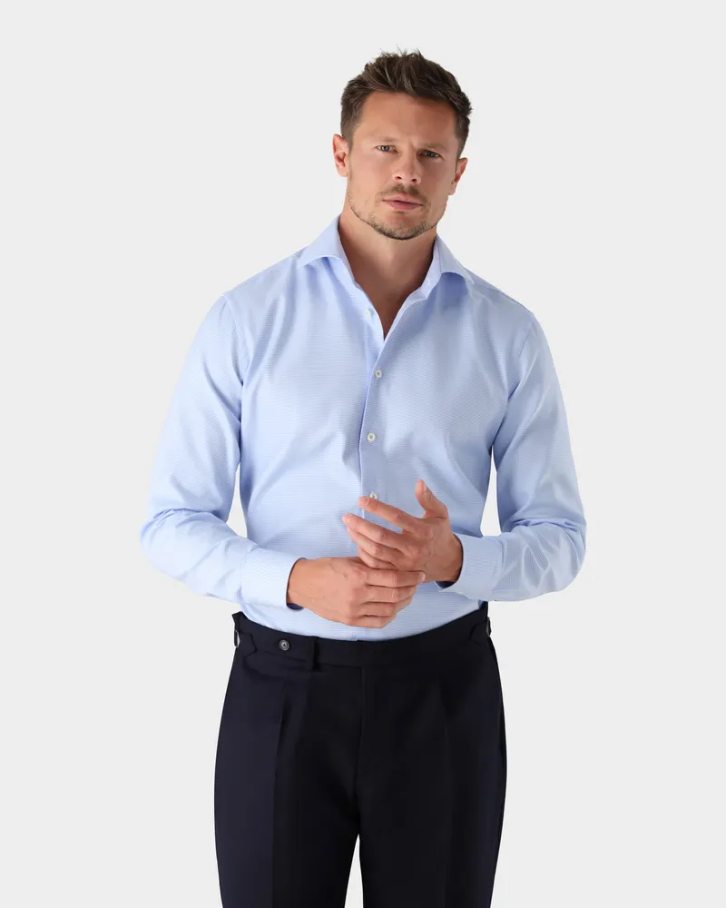 van Laack Businesshemd mit Hahnentritt und Haifischkragen Blau