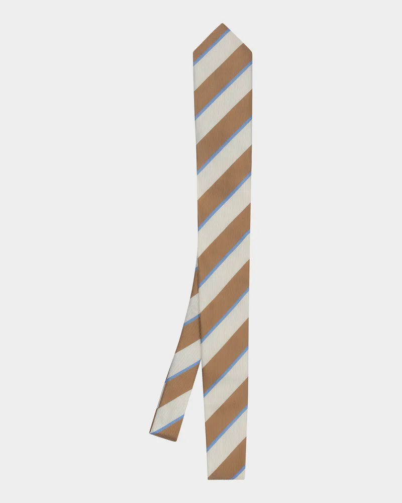 van Laack Gestreifte Seidenjacquard-Krawatte Beige