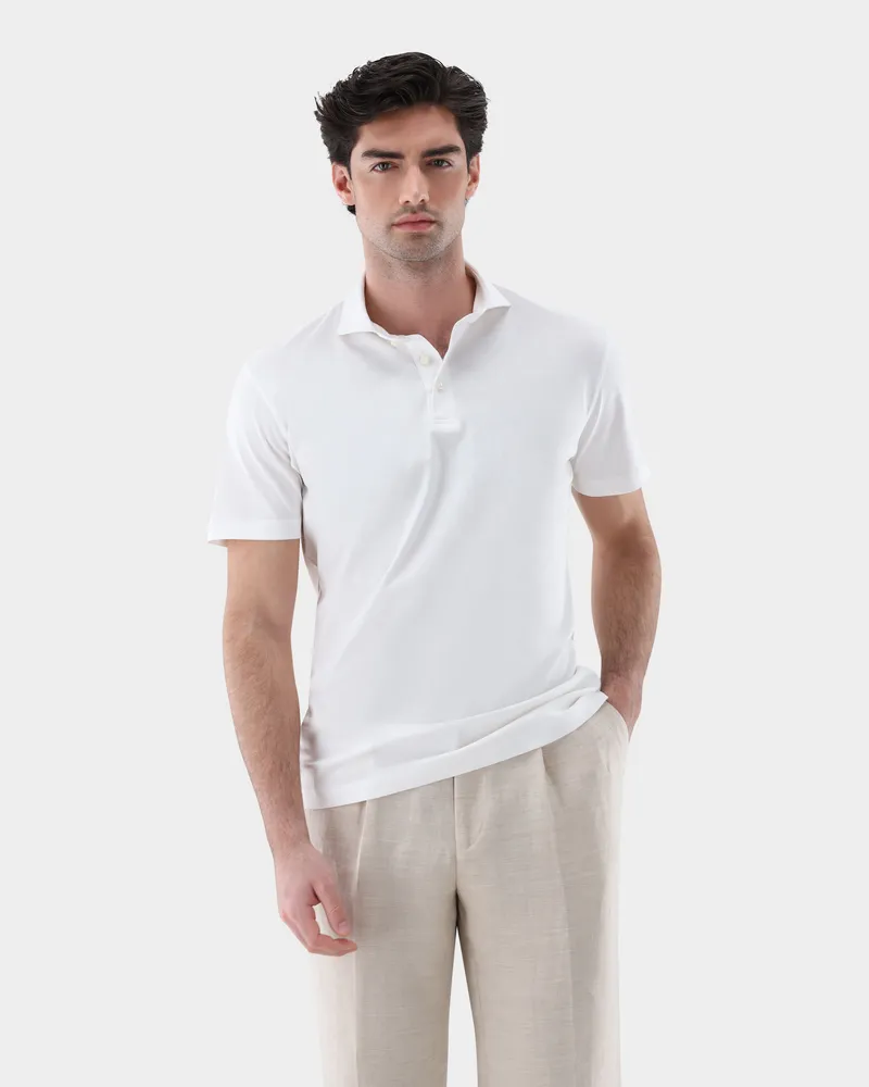 van Laack Poloshirt aus Schweizer Baumwolle Weiß