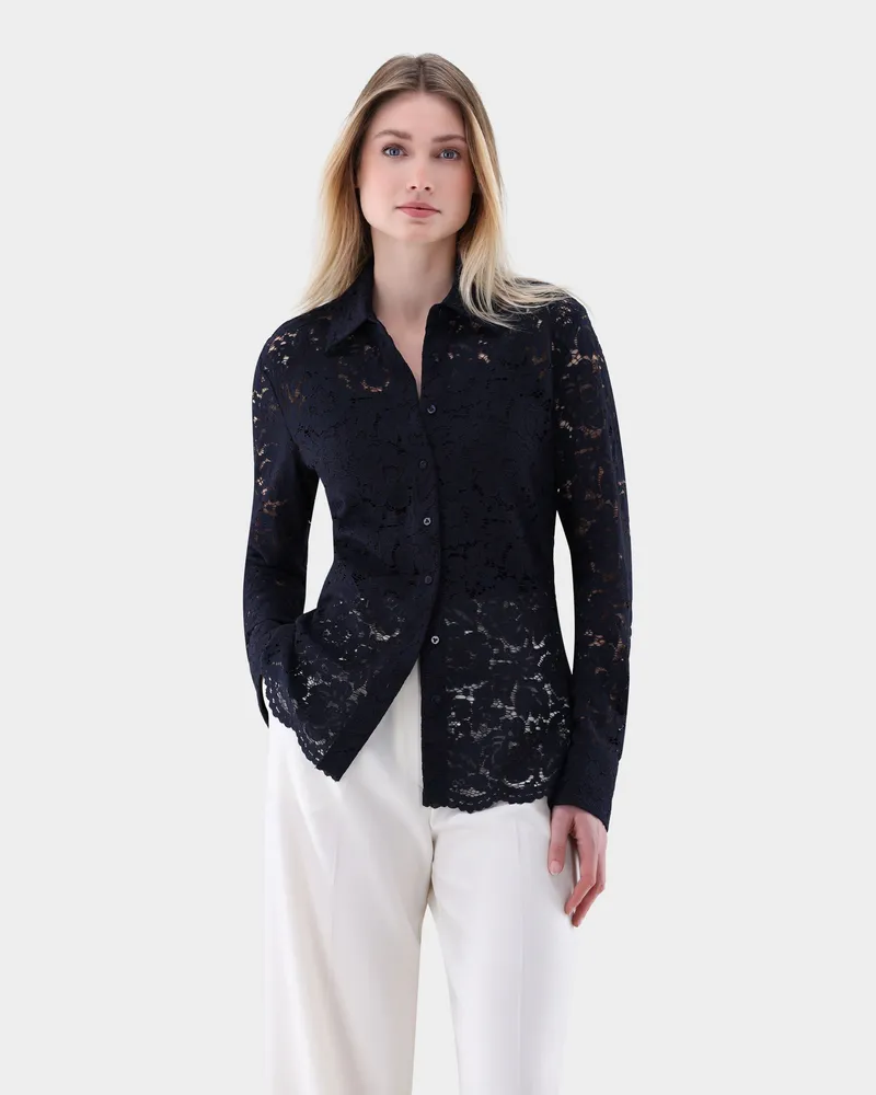 van Laack Hemdbluse mit Spitze Blau