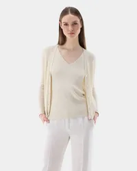 van Laack Cardigan mit Ajourmuster Beige