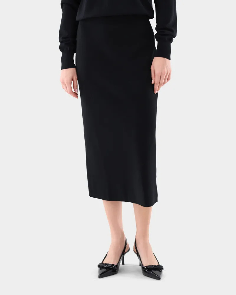 van Laack Rock aus Milano-Strick-Merinowolle Schwarz