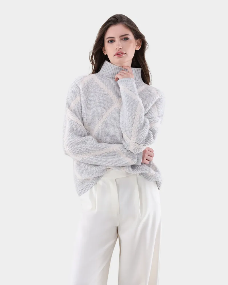 van Laack Rollkragenpullover mit 3D-Jacquard Grau