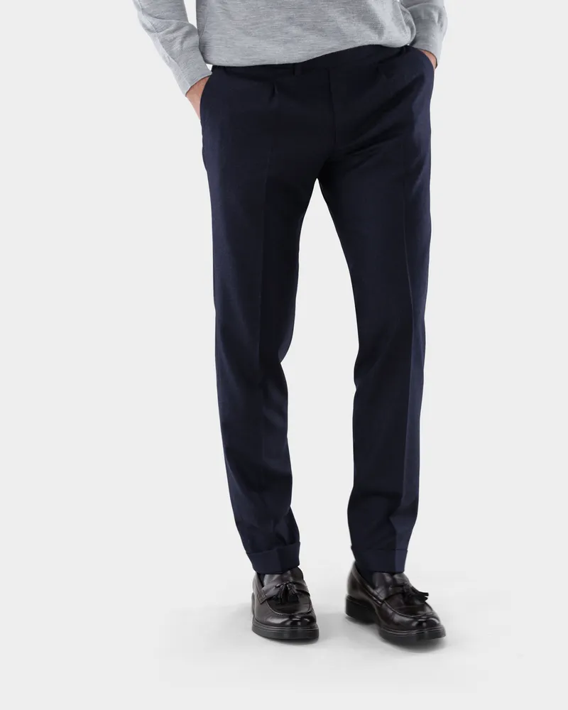 van Laack Hose aus Wolle mit Bundfalte Blau