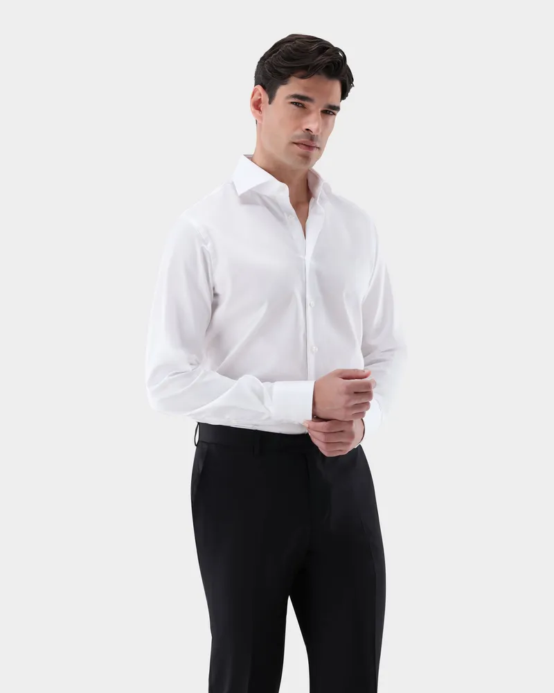 van Laack Bügelfreies Twill Hemd Slim Fit Weiß