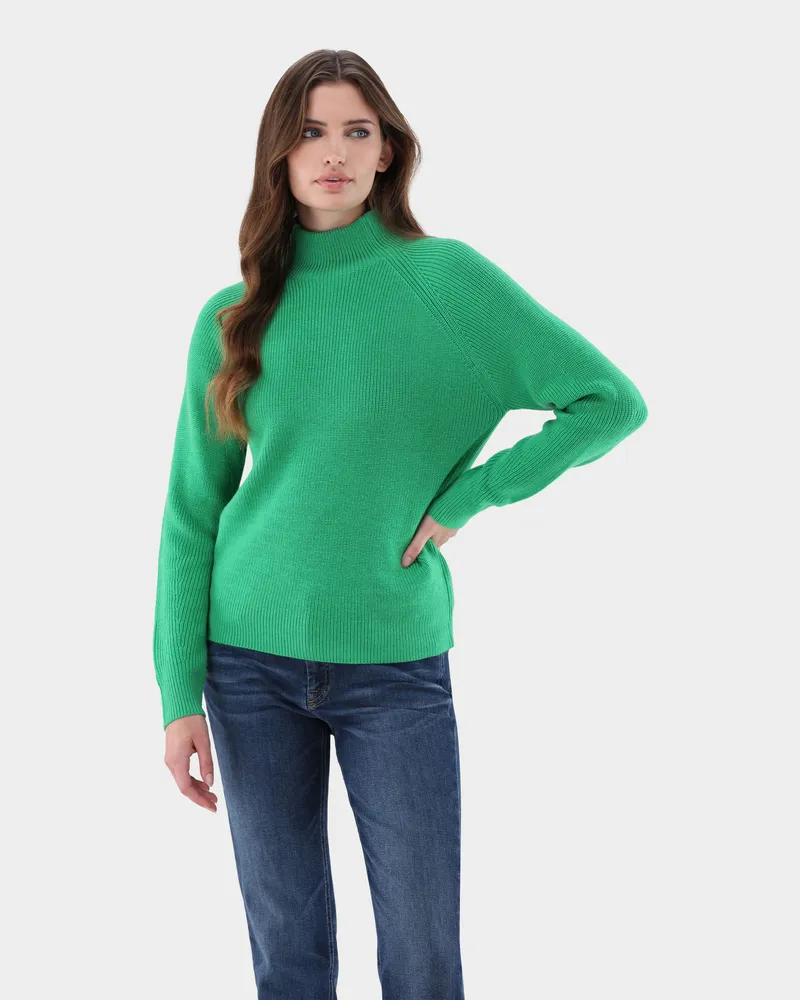 van Laack Pullover mit Stehkragen aus Merinowolle Grün