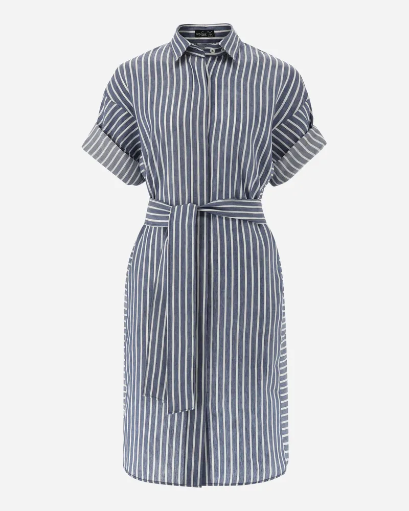 van Laack Hemdblusenkleid mit Bindegürtel Blau