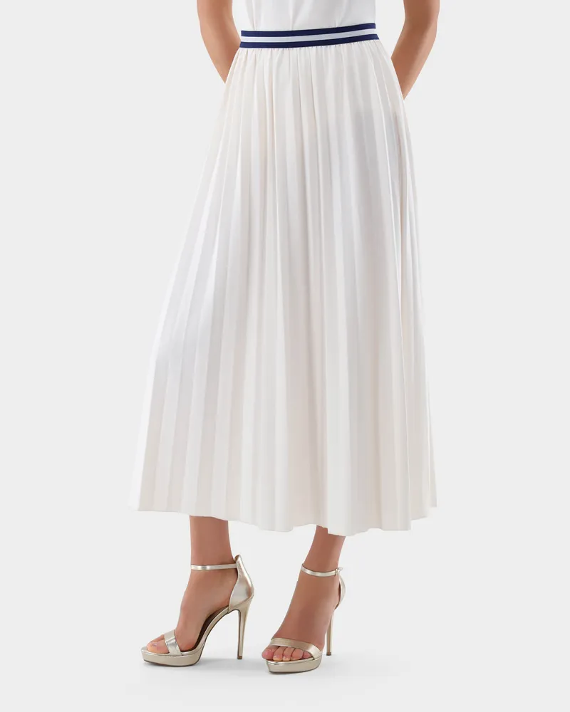 van Laack Plissé-Rock aus Baumwolle Cremefarben