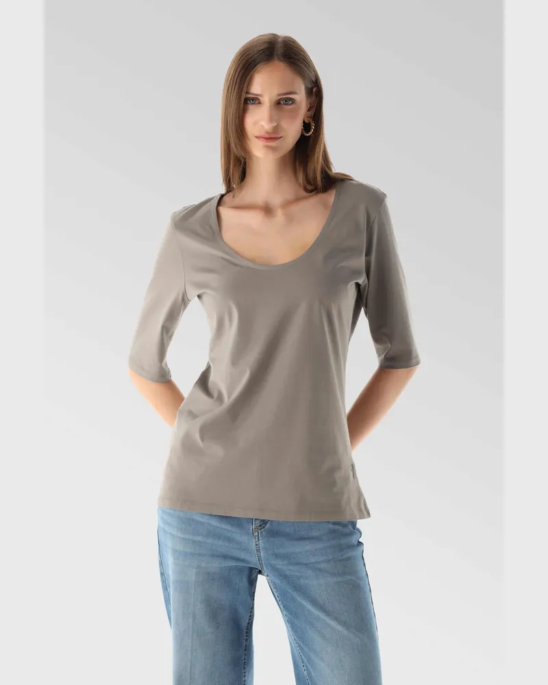 van Laack Urban Jersey T-Shirt mit weitem Ausschnitt Grau