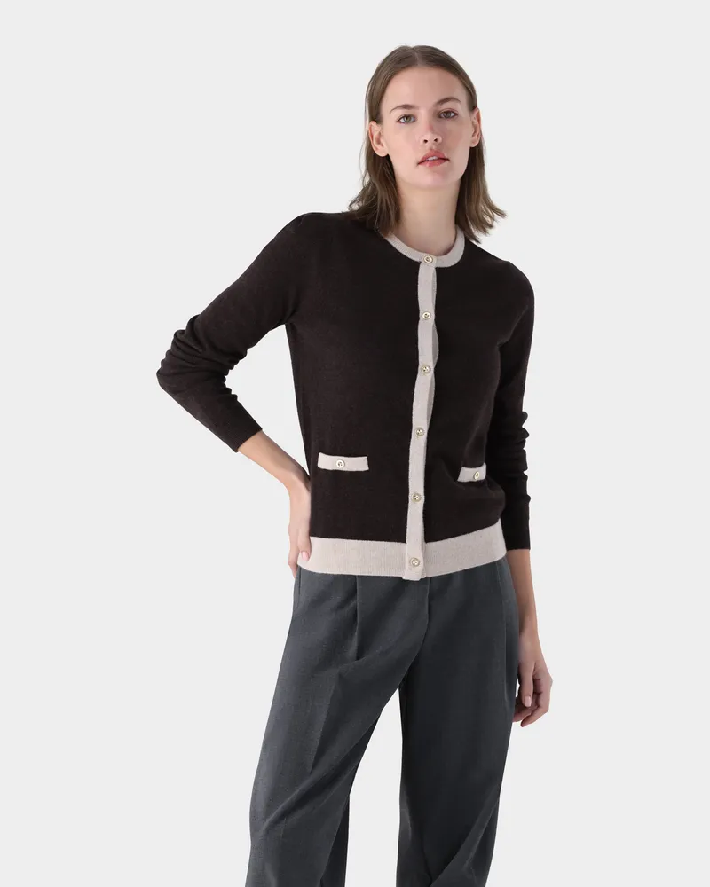 van Laack Strickjacke aus Kaschmir mit Kontrasten Beige