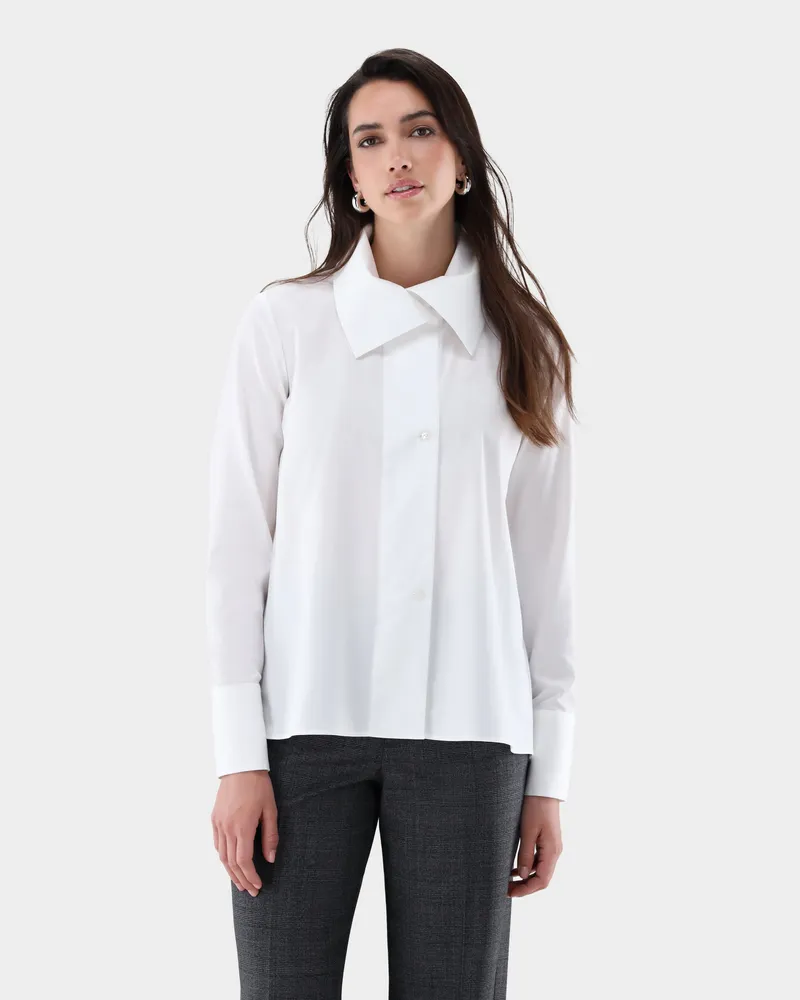 van Laack Bluse mit Umlegekragen Weiß