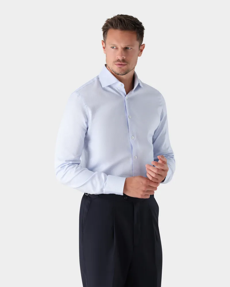 van Laack Businesshemd mit Dobby-Struktur Blau
