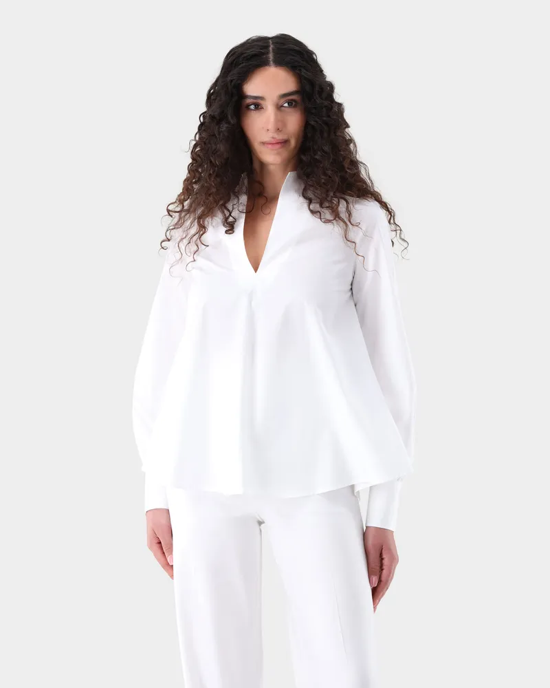 van Laack Schlupfbluse mit Kelchkragen Weiß