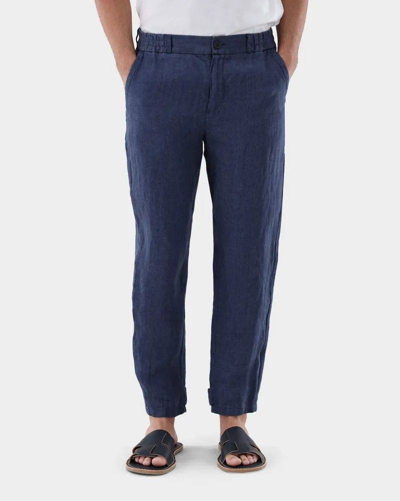 van Laack Hose aus Leinen Blau