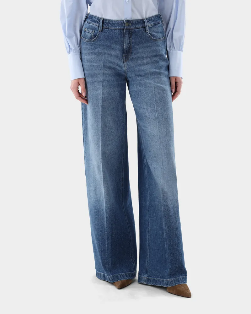 van Laack Jeans mit weitem Bein Blau