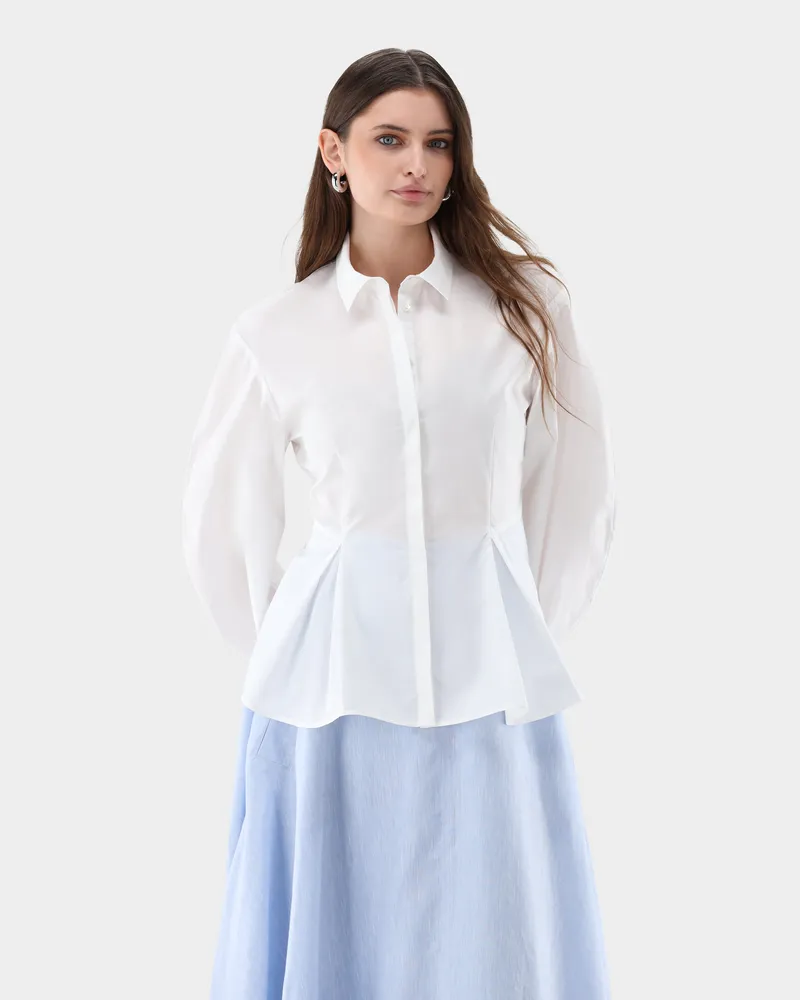van Laack Hemdbluse mit Falten Details Weiß