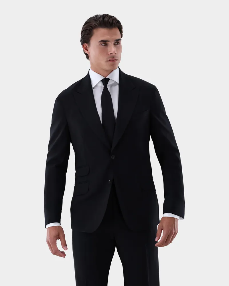 van Laack Sakko aus Wolle mit aufsteigendem Revers Schwarz