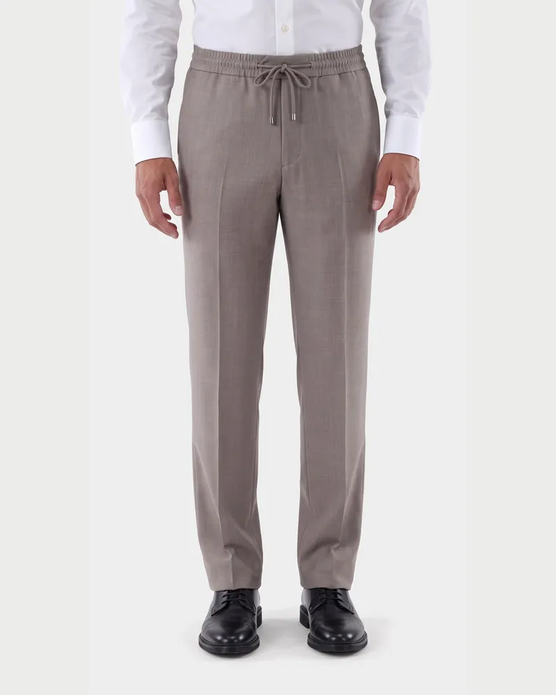 van Laack Hose aus Wolle mit Tunnelzug und Slim Leg Beige