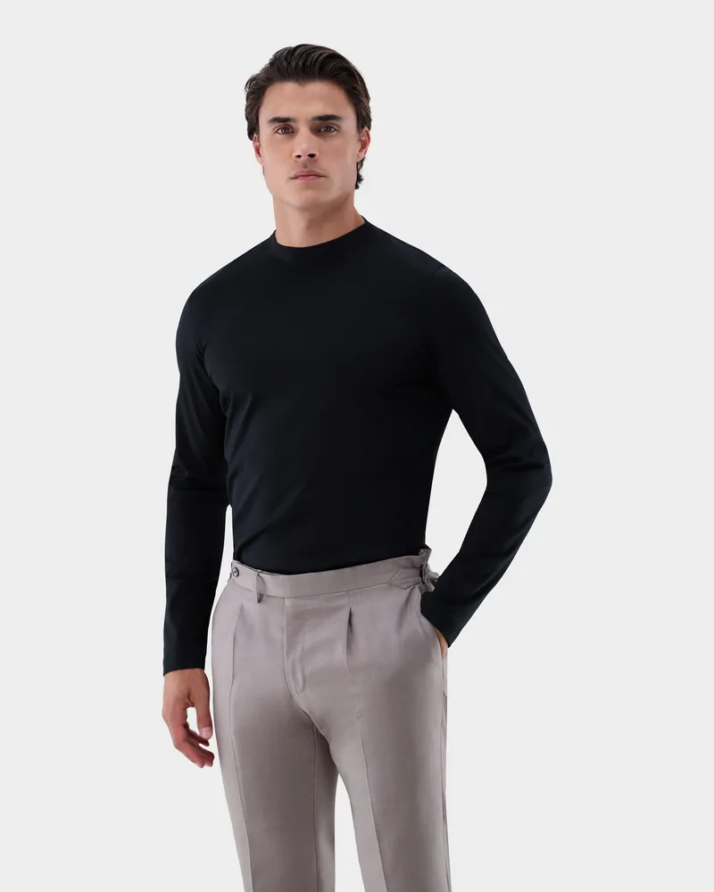van Laack Stehkragenshirt aus Swiss Cotton Schwarz