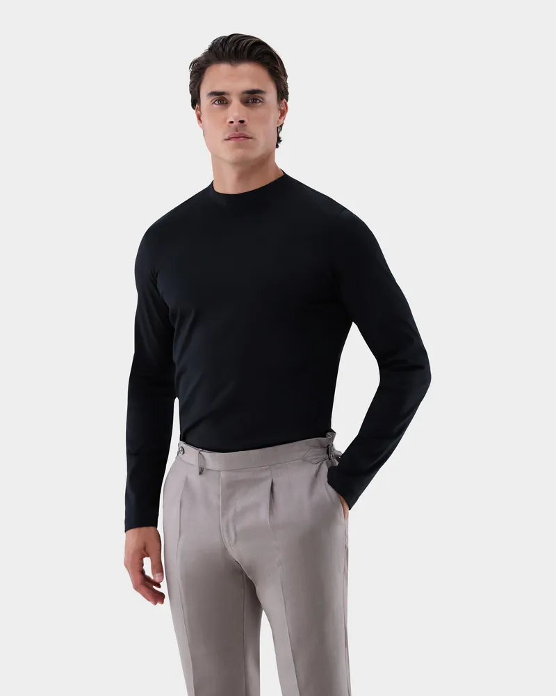 van Laack Stehkragenshirt aus Swiss Cotton Schwarz