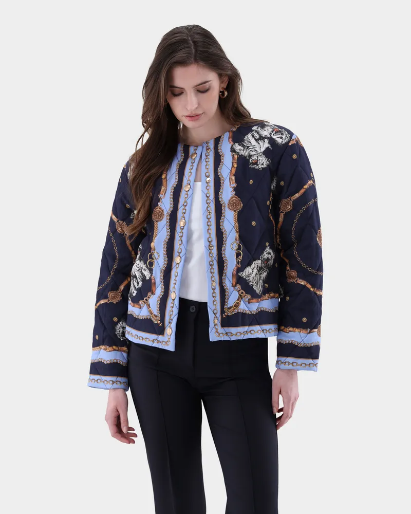 van Laack Steppjacke mit platziertem Druck Blau