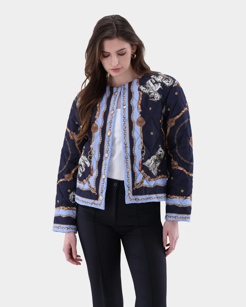 van Laack Steppjacke mit platziertem Druck Blau
