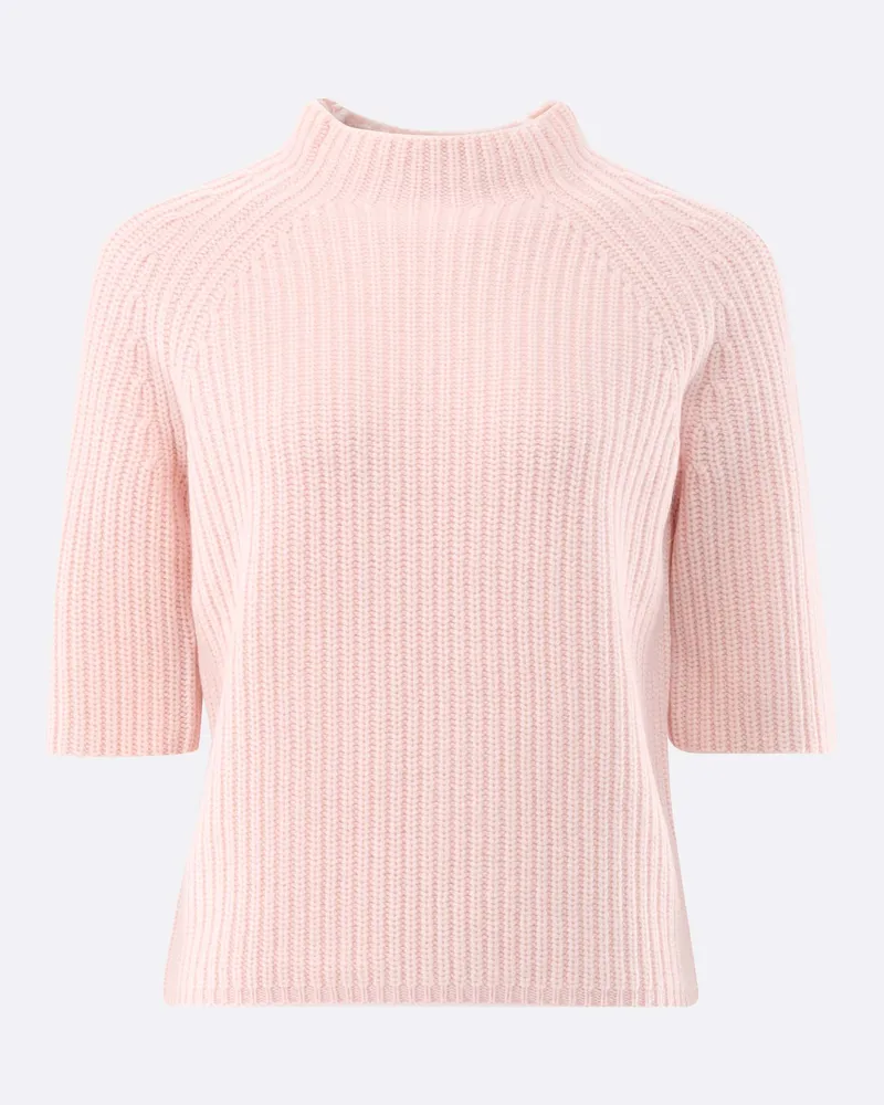 van Laack Stehkragenpullover mit kurzen Ärmeln Lila
