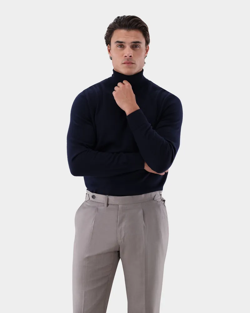 van Laack Rollkragenpullover aus Merzerisierter Merinowolle Blau
