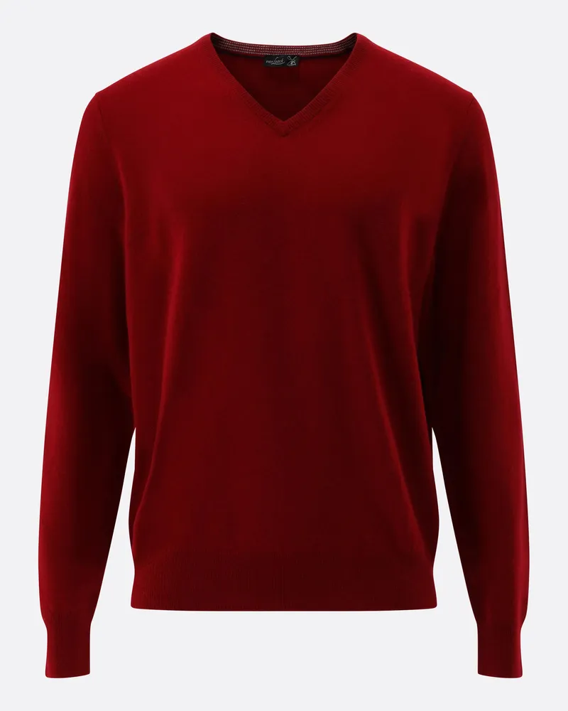 van Laack Kaschmir Pullover mit V-Ausschnitt Rot