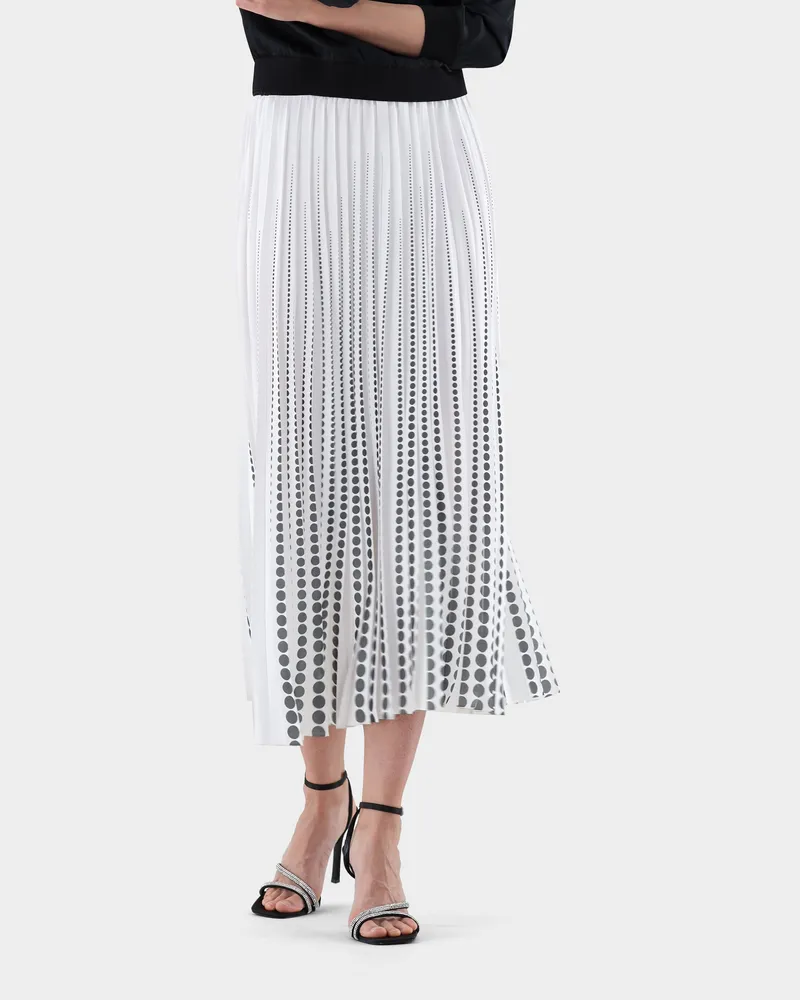 van Laack Plissee-Rock mit Tupfen Cremefarben