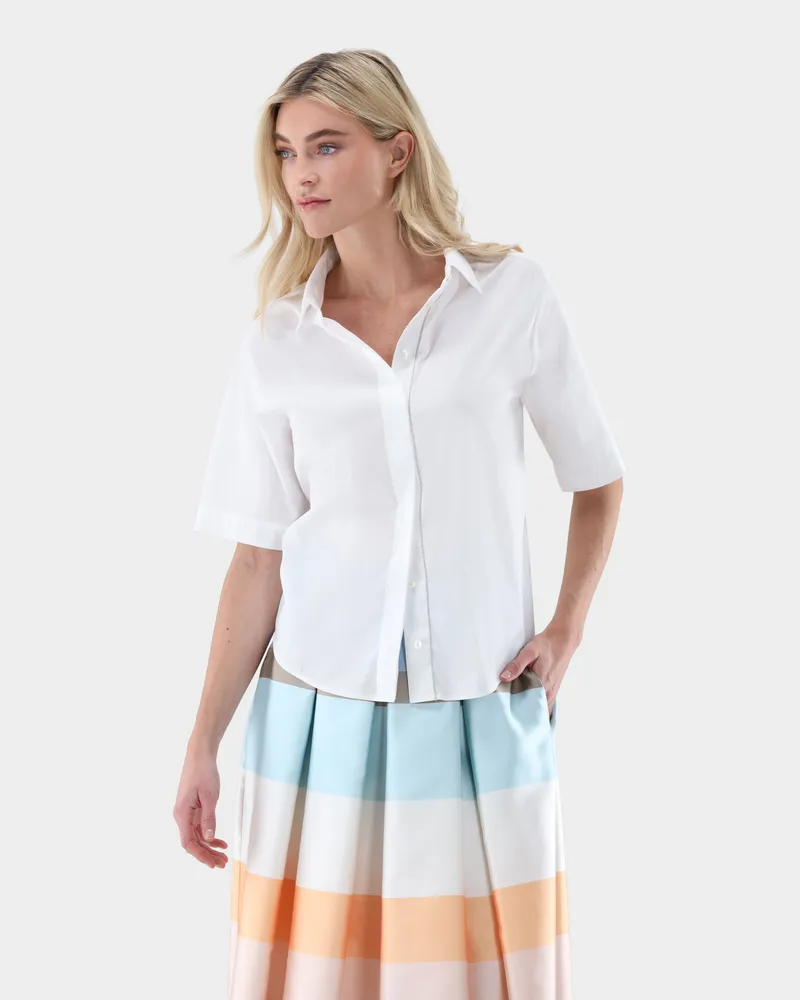 van Laack Hemdbluse mit Kurzarm Weiß